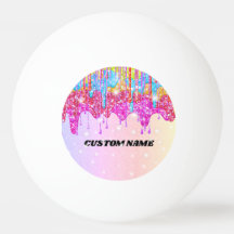 Rainbow glitter ping pong ball