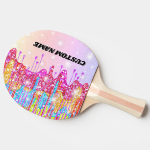 Rainbow glitter ping pong paddle