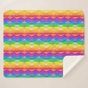 Rainbow Glitter Pride Argyle Diamond Sherpa Blanket