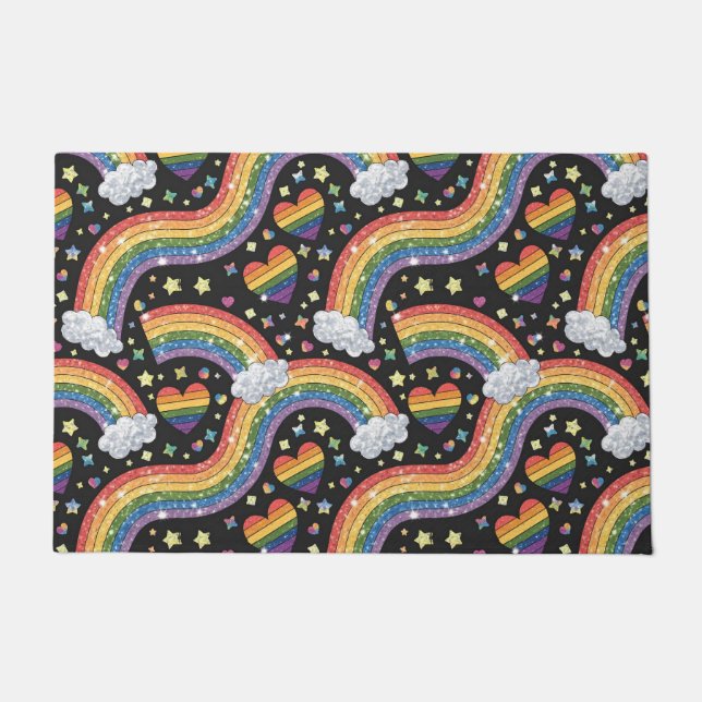 Rainbow Glitter Pride | Sparkling  LGBTQ+ Doormat (Front)