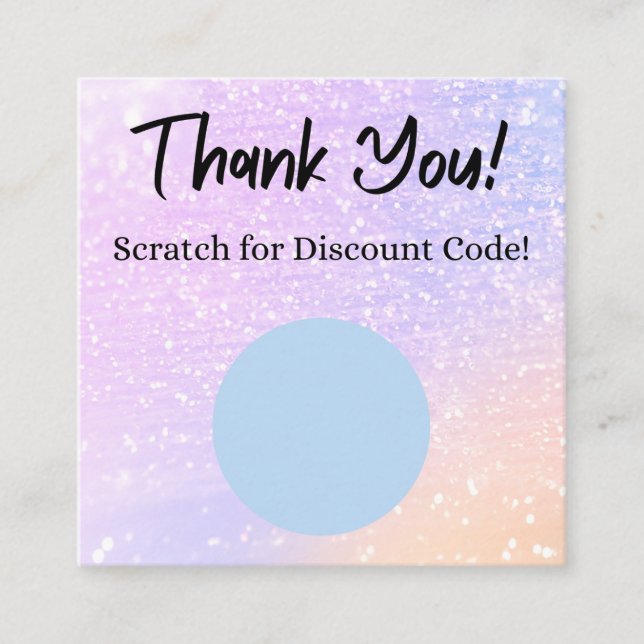 Rainbow Glitter Scratch Off Discount Card (Front)