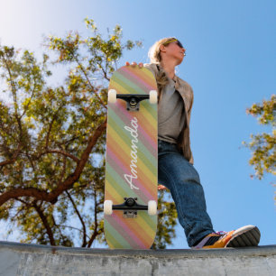 Rainbow Glitter skateboard personalised with name
