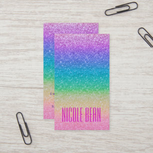 Rainbow Glitter Sparkle Glamour Girl Chic Business Card