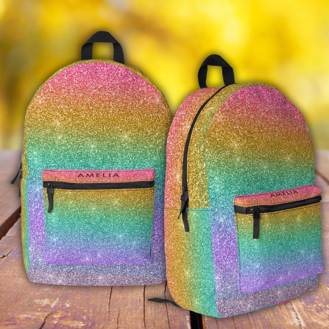 Rainbow glitter sparkle modern girl backpack (Creator Uploaded)
