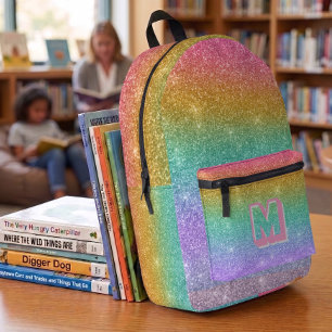 Rainbow glitter sparkle modern girl backpack