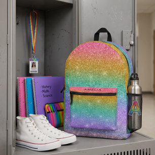Rainbow glitter sparkle modern girl backpack