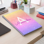 Rainbow Glitter Sparkle Monogram Notebook<br><div class="desc">Rainbow Pastel Gold,  Pink and Purple Ombre Faux Glitter Sparkle Elegant Monogrammed Notebook for School or Work. The notebook is perfect for going back to school or for planning a wedding or bridal shower</div>