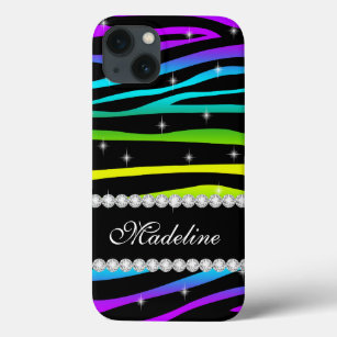 Rainbow Glitter Sparkles Zebra iPhone 13 Case