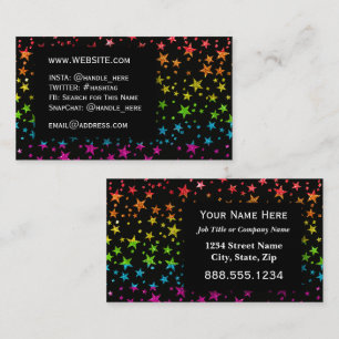 Rainbow Glitter Stars Professional Colourful Fun   Business Card