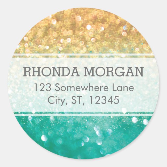 Rainbow Glitter Stickers - Teal, Gold (Front)