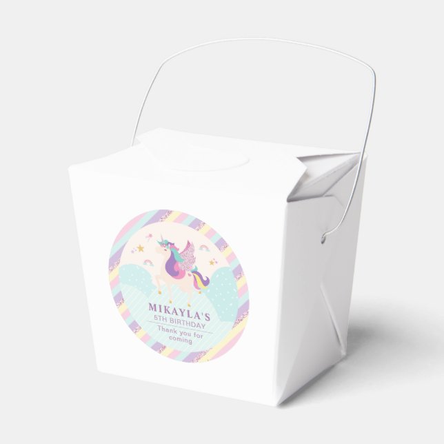Rainbow Glitter Unicorn Magical Birthday Cute Favour Box (Front Side)