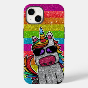 Rainbow Glitter Unicorn Sparkly Gold Sparkles LGBT Case-Mate iPhone 14 Case