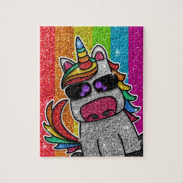 Rainbow Glitter Unicorn Sparkly LGBT+ Sparkles  Jigsaw Puzzle (Vertical)