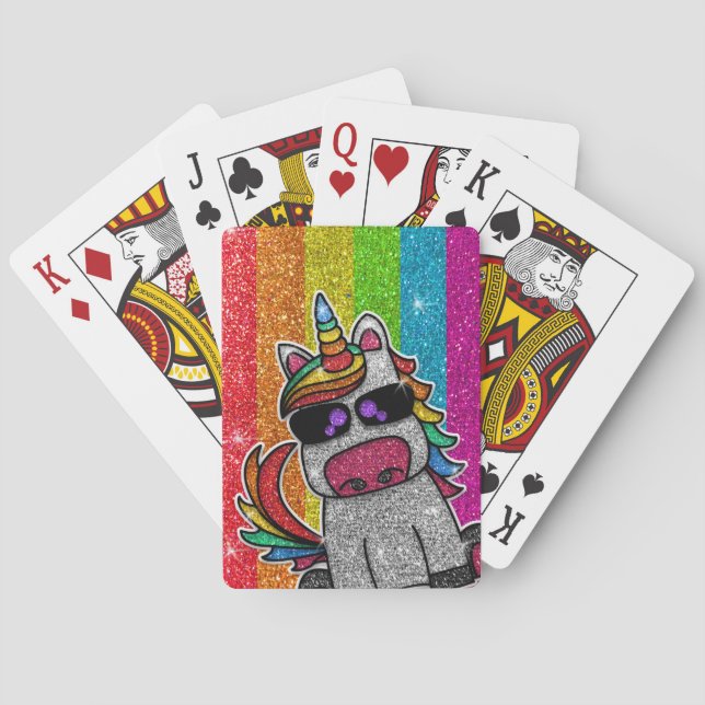 Rainbow Glitter Unicorn Sparkly LGBT+ Sparkles  Playing Cards (Back)