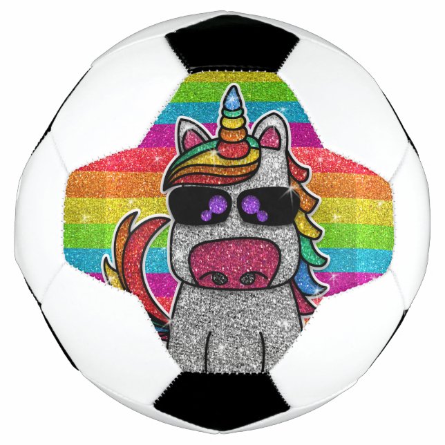 Rainbow Glitter Unicorn Sparkly LGBTQ+ Sparkles  Soccer Ball (Front)