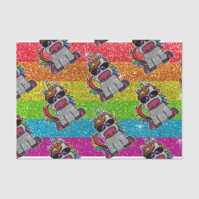 Rainbow Glitter Unicorn Sparkly LGBTQ+ Sparkles  Tissue Paper (Front)