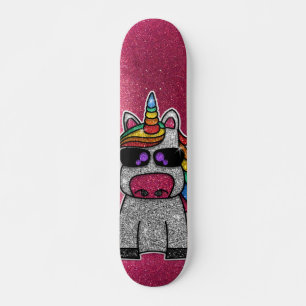 Rainbow Glitter Unicorn Sparkly Pink Sparkles Sk8r Skateboard
