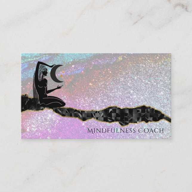 *~* Rainbow Glitter Universe . GODDESS Meditation Business Card (Front)