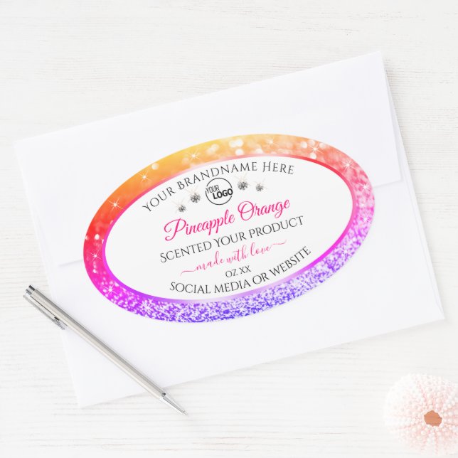 Rainbow Glitter White Product Labels Logo Diamonds (Envelope)
