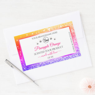 Rainbow Glitter White Product Labels Logo Diamonds