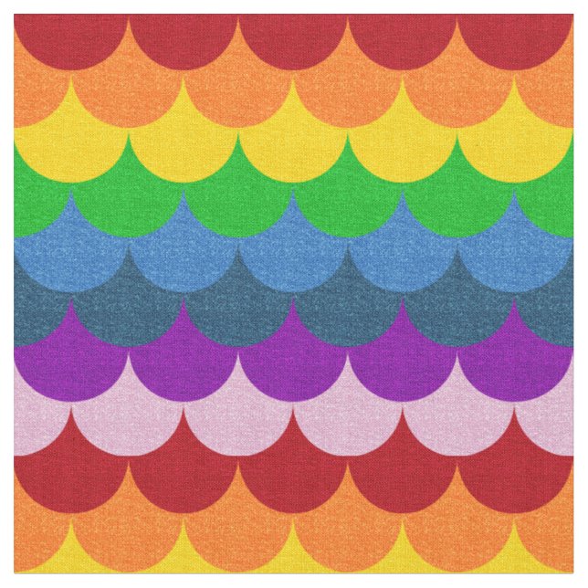 Rainbow Glittery Mermaid Scales Pattern Fabric (Close Up)