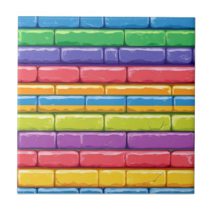 Rainbow Glossy Brick Pattern Ceramic Tile