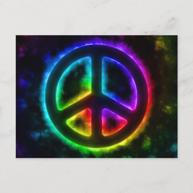 Rainbow Glow Peace Sign Postcard (Front)