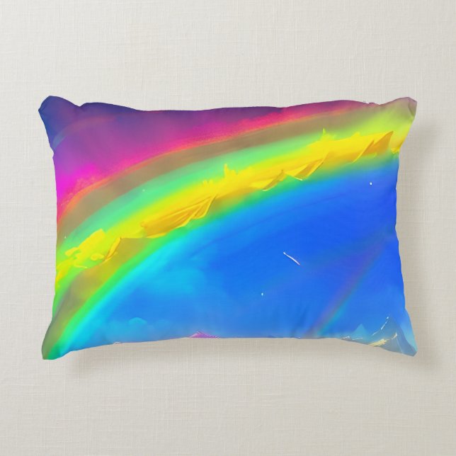 Rainbow Glow Sky Decorative Cushion (Front)