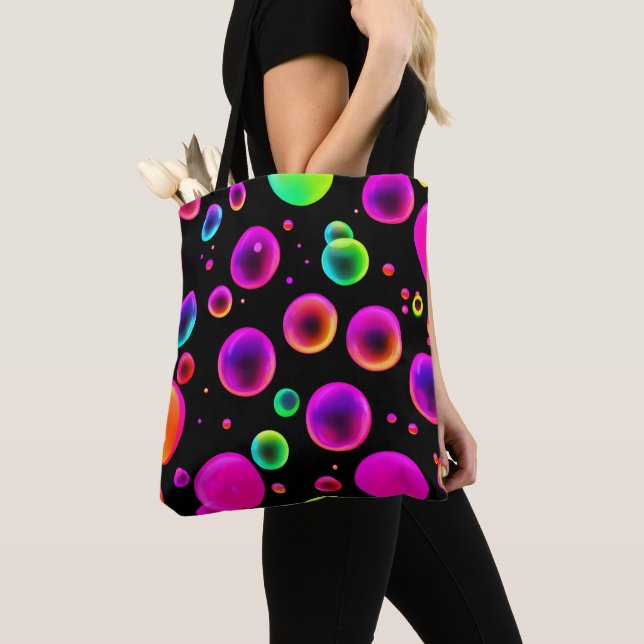Rainbow Glowing Bubble Dream Tote Bag (Close Up)