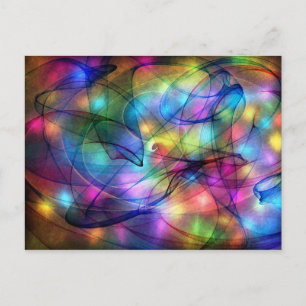 rainbow glowing lights postcard