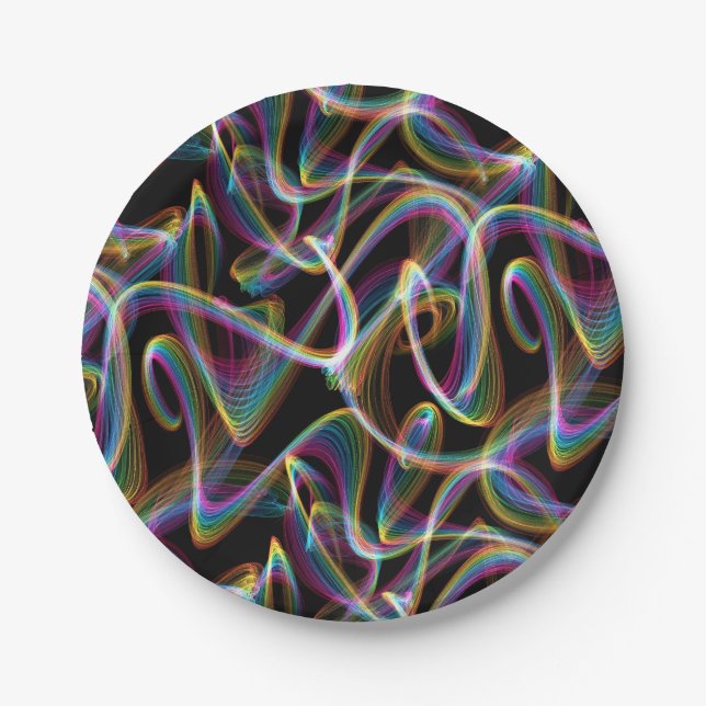 rainbow glowstick lightpainting : paper plate (Front)