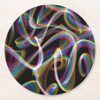 rainbow glowstick lightpainting : round paper coaster