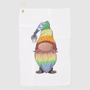 Rainbow gnome   golf towel