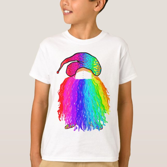 Rainbow Gnome wearing a Mask T-Shirt (Front)