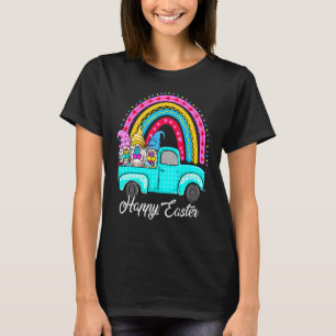 Rainbow Gnomes With Bunny Eggs Hunting Truck Easte T-Shirt