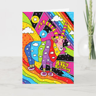 Rainbow Goat Birthday Card