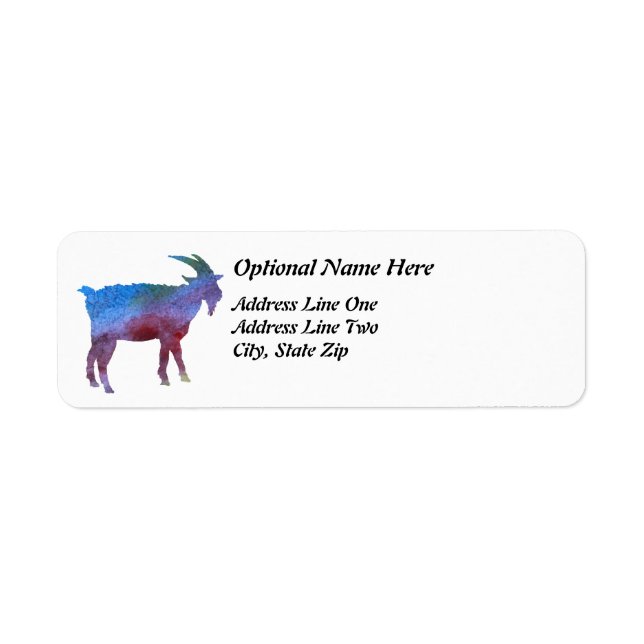 Rainbow Goat with Customisable Text Return Address Label (Front)