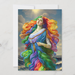 Rainbow Goddess digital painting original art Holiday Card