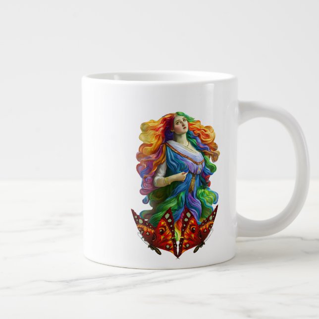 Rainbow Goddess digital painting original art Large Coffee Mug (Right)