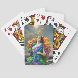 Rainbow Goddess digital painting original art Playing Cards