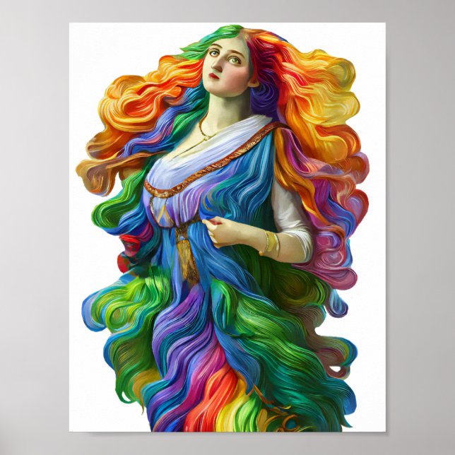 Rainbow Goddess digital painting original art Poster (Front)