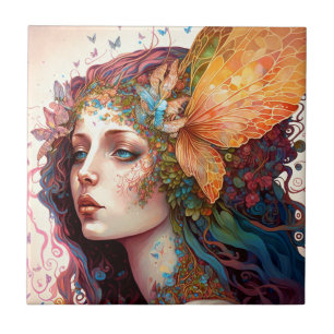 Rainbow Goddess Fantasy Art Ceramic Tile