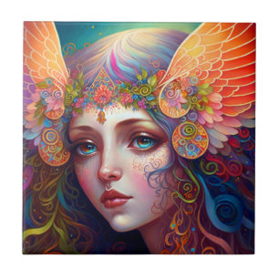 Rainbow Goddess Fantasy Art Ceramic Tile