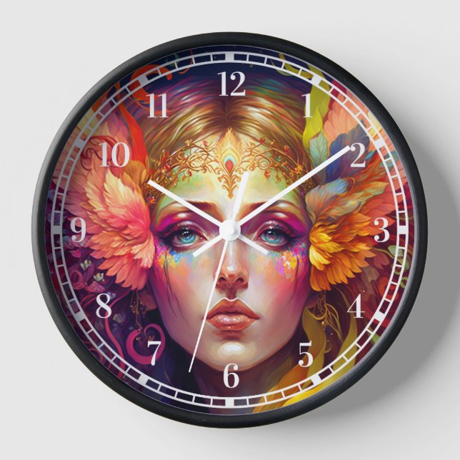 Rainbow Goddess Fantasy Art Clock (Front)