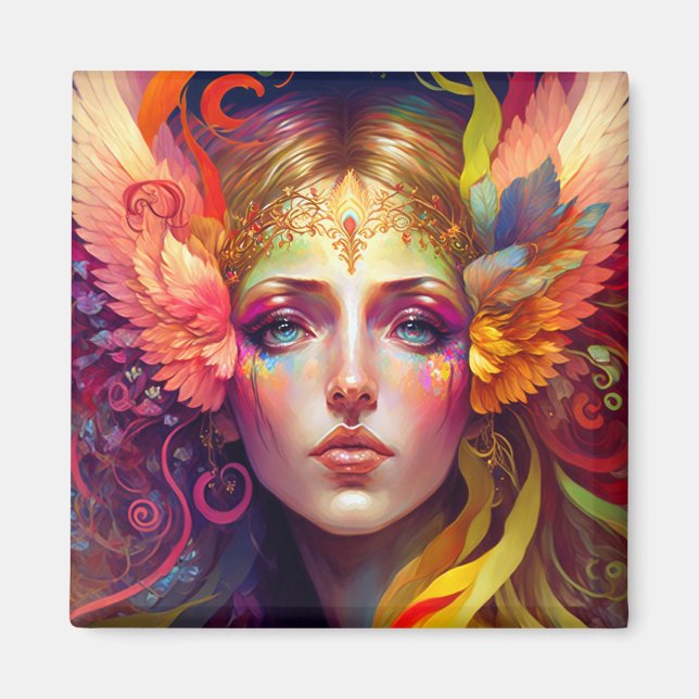 Rainbow Goddess Fantasy Art Magnet (Front)