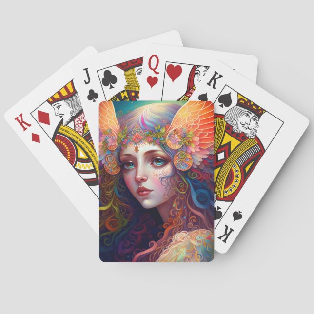 Rainbow Goddess Fantasy Art Playing Cards (Back)