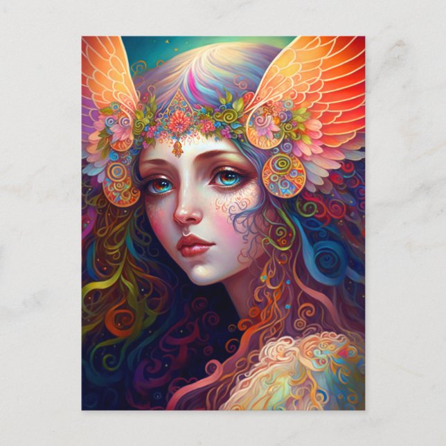 Rainbow Goddess Fantasy Art Postcard (Front)