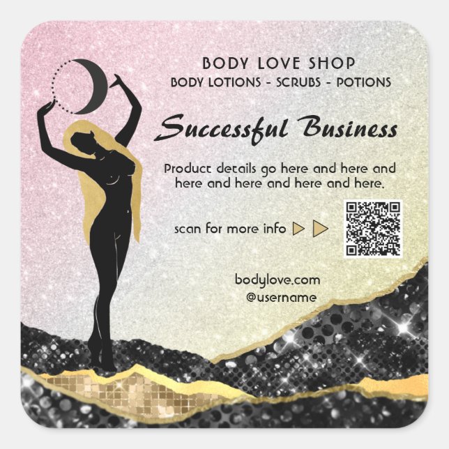 *~* Rainbow Goddess Intention Spell AP24 Ombre Square Sticker (Front)