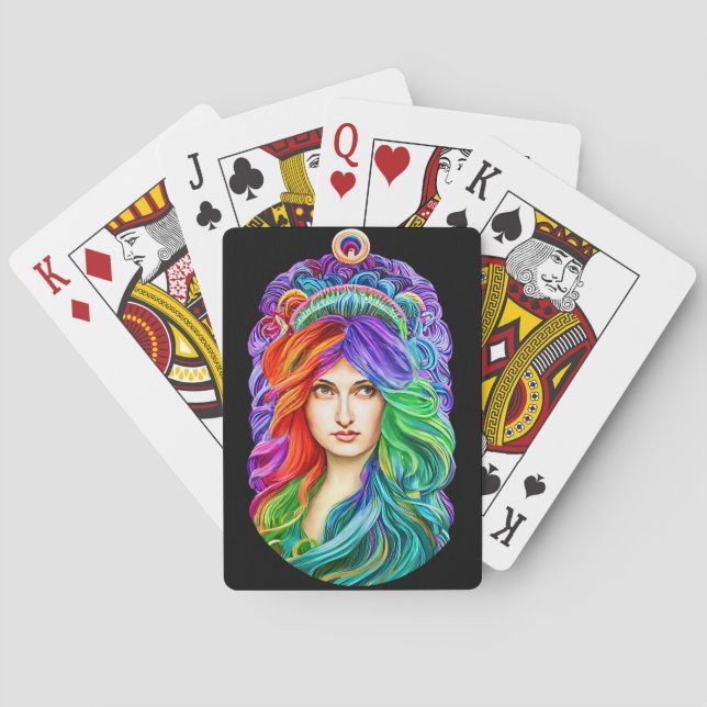 Rainbow Goddess Queen Fantasy art  Playing Cards (Back)