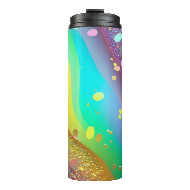 Rainbow Gold Glitter Thermal Tumbler 12oz (Front)